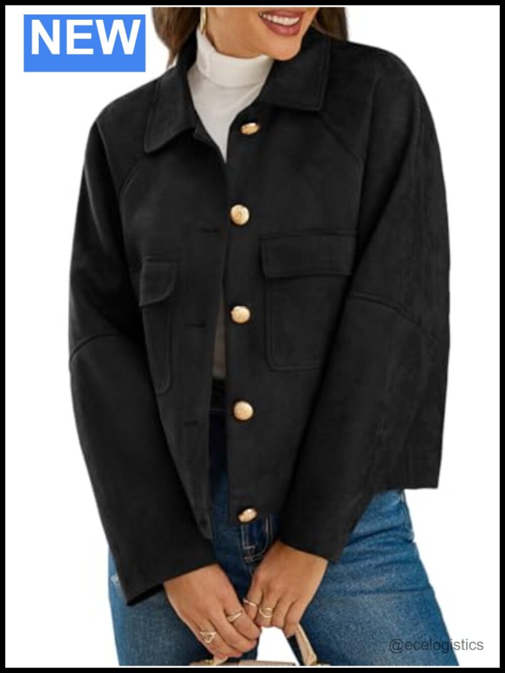 Women's Faux Suede Cropped Shacket Jacket Vintage Casual Shirt Jacket